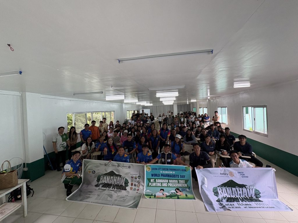 Participants gather for a group photo beside the Kaloob na Banahaw Year 4 tarpaulins.
